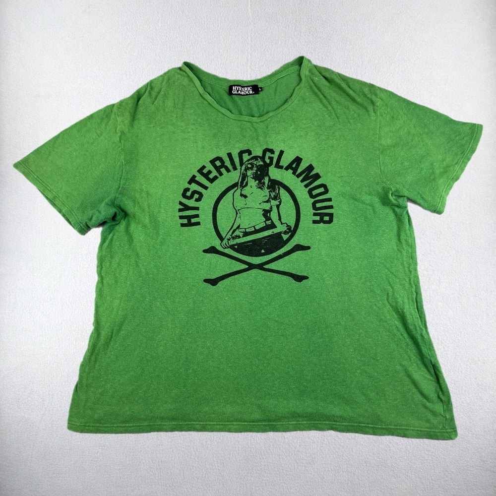 Hysteric Glamour Graphic Tee Shirt Womens Large Green Rockabilly Japan Vintage